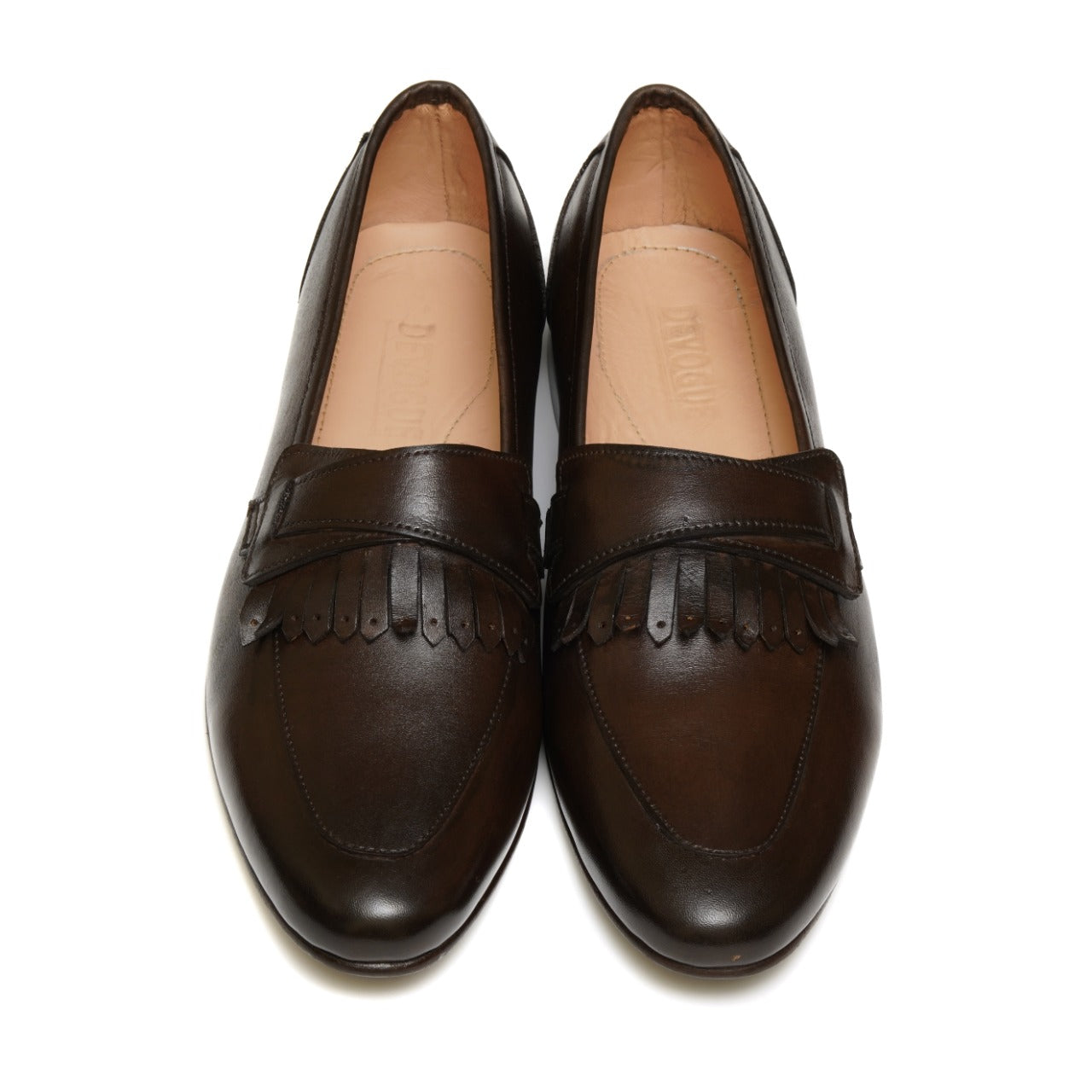 SKU:4023-Brown Cow Leather Formal Loafer Style