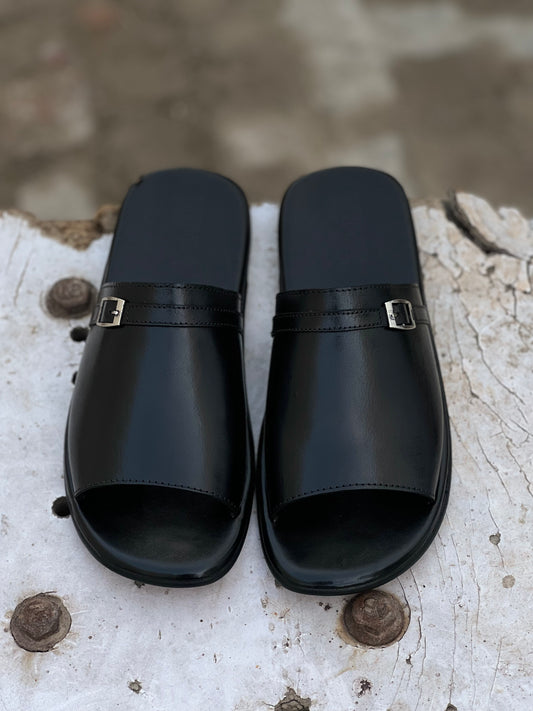 203-Black Premium Quality Chappal Pure Cow Leather Shoes Trending shoes